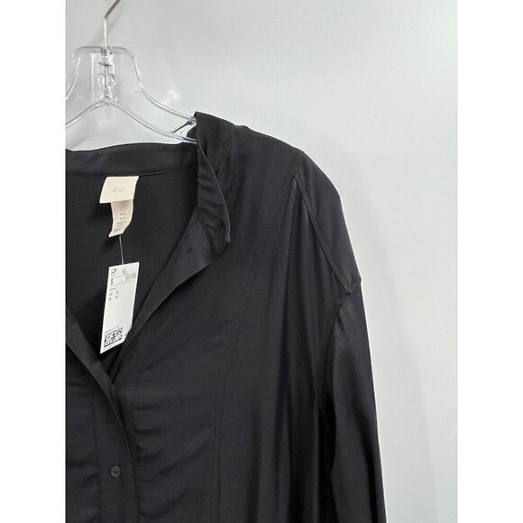 H&M Black Long Sleeve Maxi Dress Ruffles Viscose Sz Small NWT - Picture 4 of 8